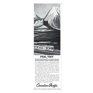 1962 Canadian Pacific Railroad Rockies by Train Vintage Print Ad Feel Tiny Art